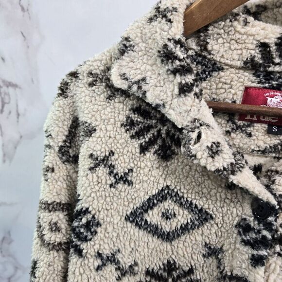 True Grit Womens Small Fleece Snowflake Teddy Sherpa Shirt Jacket Vtg Shacket - Picture 2 of 11